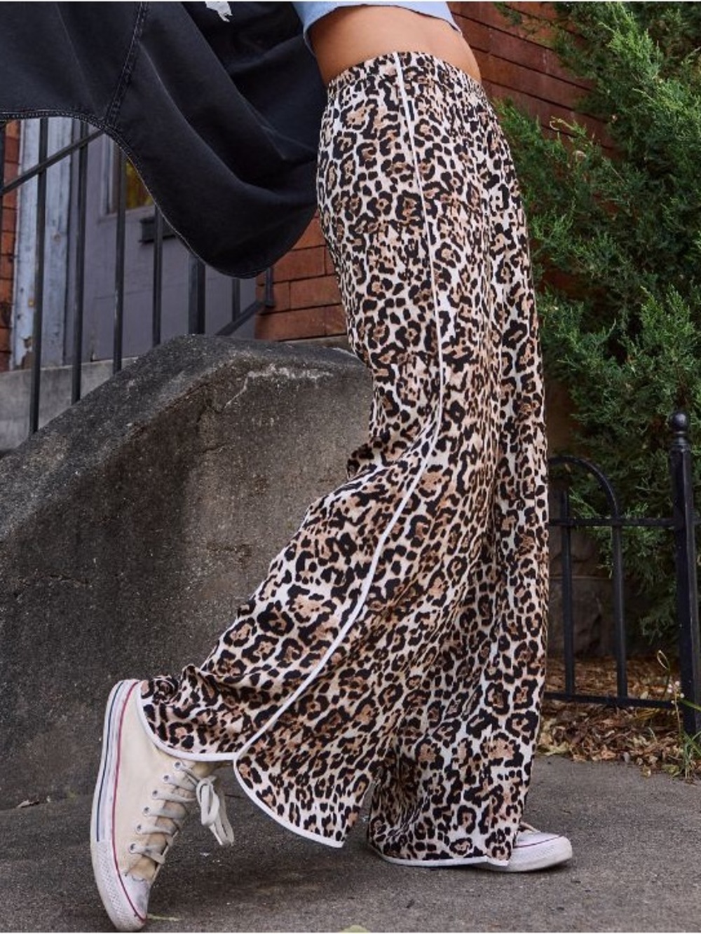 Aerie Off-Duty Satin Piping Leopard Print Trouser PJ Pant